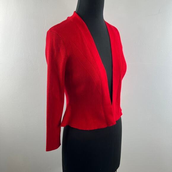 CALVIN KLEIN Red Vibrant Open Knit Cardigan Size S Small NEW - Picture 3 of 7